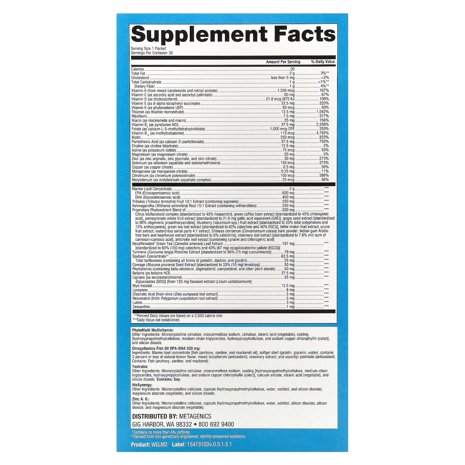 Metagenics, Wellness Essentials® Daily Packs Men's Vitality, 30 Packets - Image 2