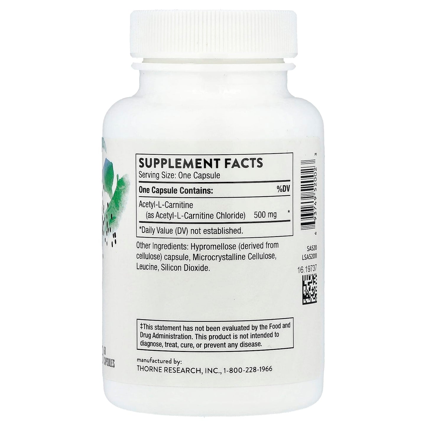 Thorne, Acetyl-L-Carnitine, 500 mg, 60 Capsules - Image 2