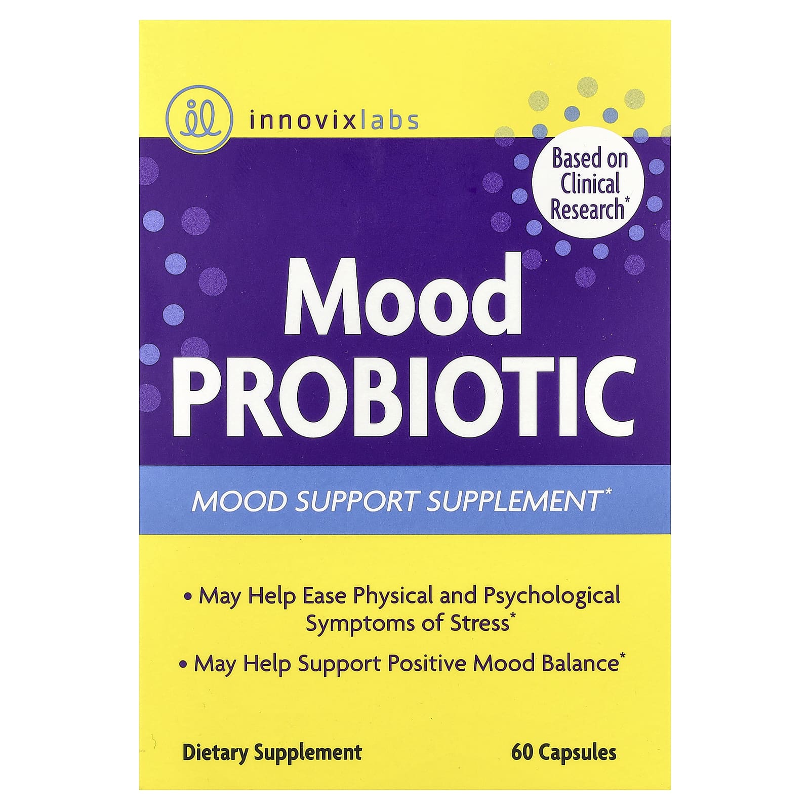 Mood Probiotic Supplement for Stress Relief by InnovixLabs - 60 Capsules - Image 1