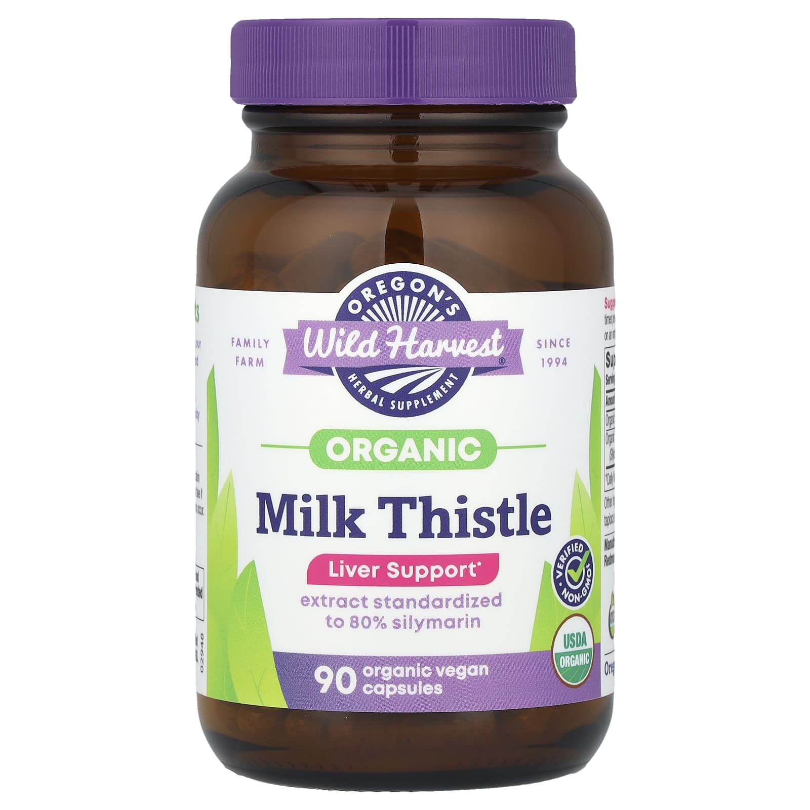 Oregon's Wild Harvest, Organic Milk Thistle, 90 Organic Vegan Capsules - Image 1