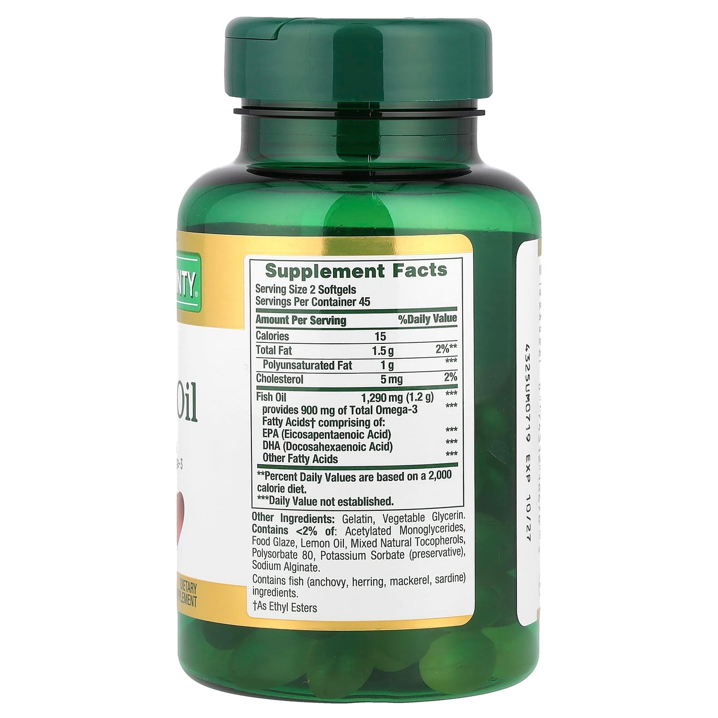 Nature's Bounty, Mini Fish Oil, Odor-Less, 90 Mini Coated Softgels (645 mg per Softgel) - Image 2