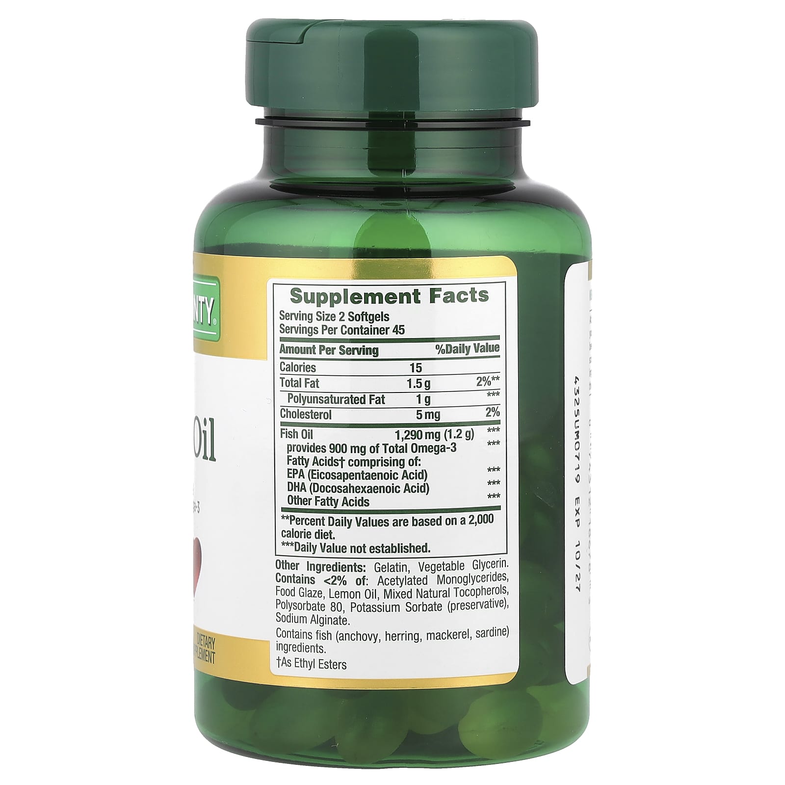 Nature's Bounty, Mini Fish Oil, Odor-Less, 90 Mini Coated Softgels (645 mg per Softgel) - Image 2