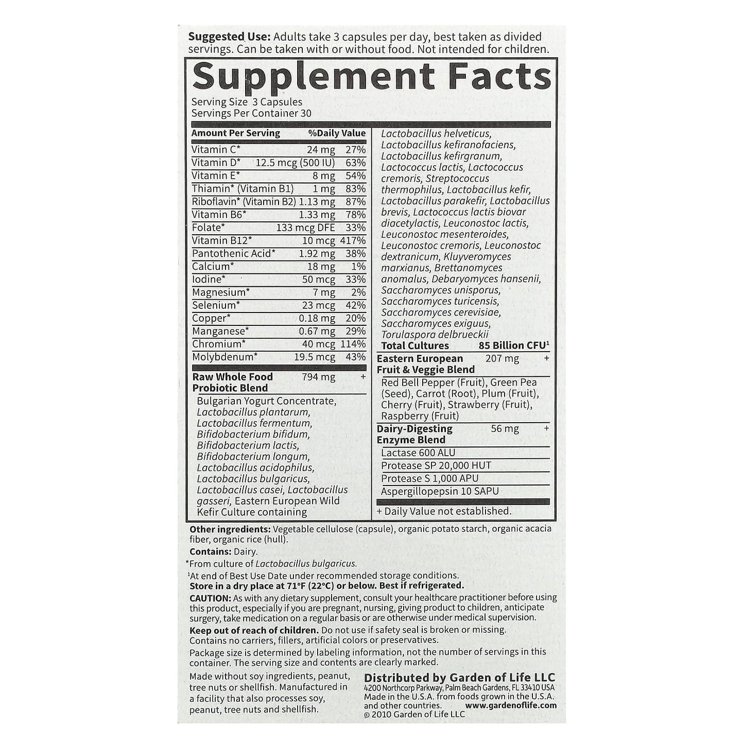 Garden of Life RAW Probiotics Men 85 Billion CFU 90 Capsules - Image 2