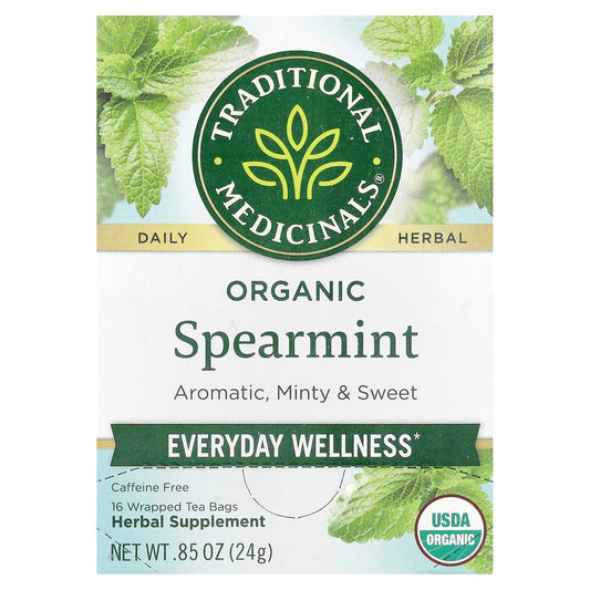 Traditional Medicinals, Organic Spearmint, Caffeine Free, 16 Wrapped Tea Bags, 0.85 oz (24 g) - Image 1