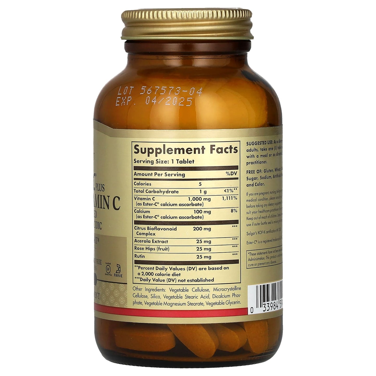 Solgar, Ester-C Plus, Vitamin C, 1,000 mg, 90 Tablets - Image 2
