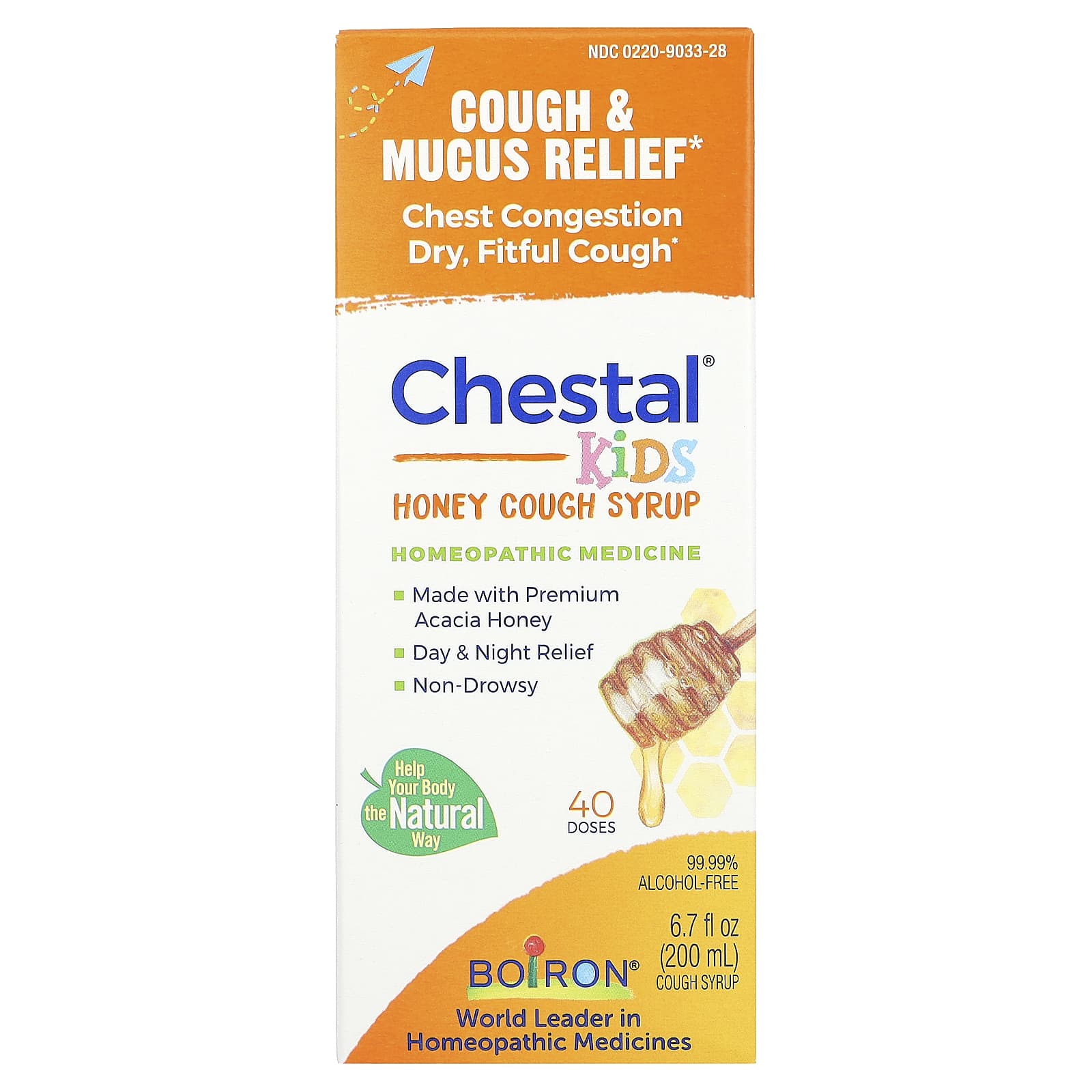 Boiron Chestal Kids Honey Cough Syrup, 6.7 fl oz (200 ml) - Natural Relief - Image 1