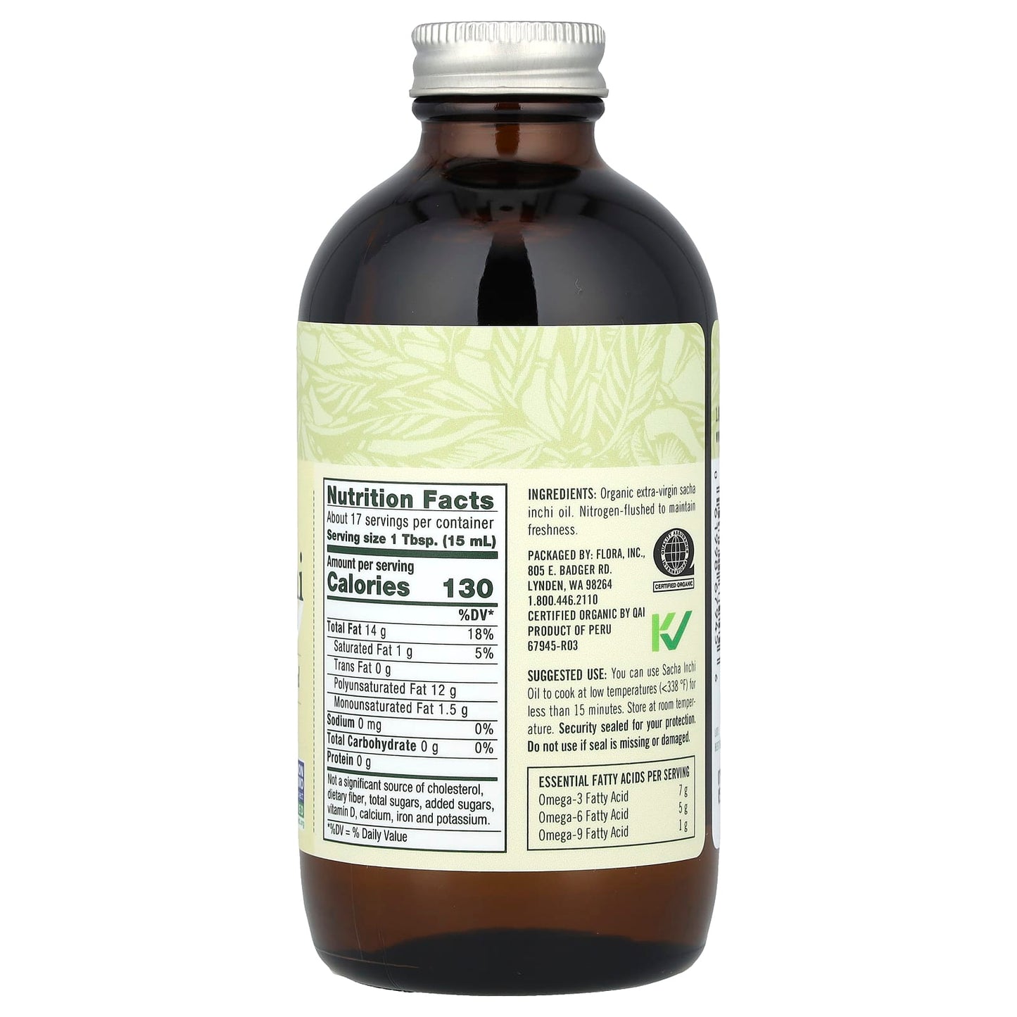 Certified Organic Sacha Inchi Oil, 8.5 fl oz (250 ml) - Vegan, Gluten-Free, Non-GMO - Image 2