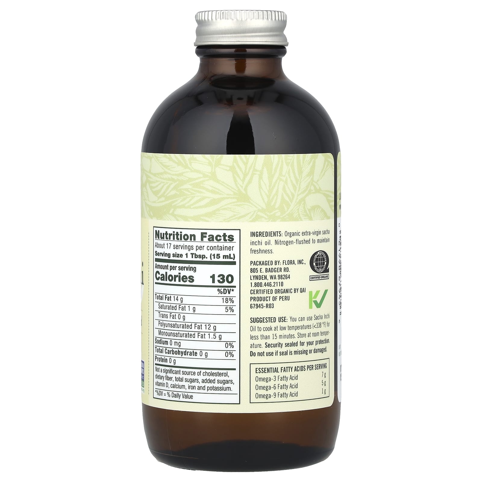 Certified Organic Sacha Inchi Oil, 8.5 fl oz (250 ml) - Vegan, Gluten-Free, Non-GMO - Image 2