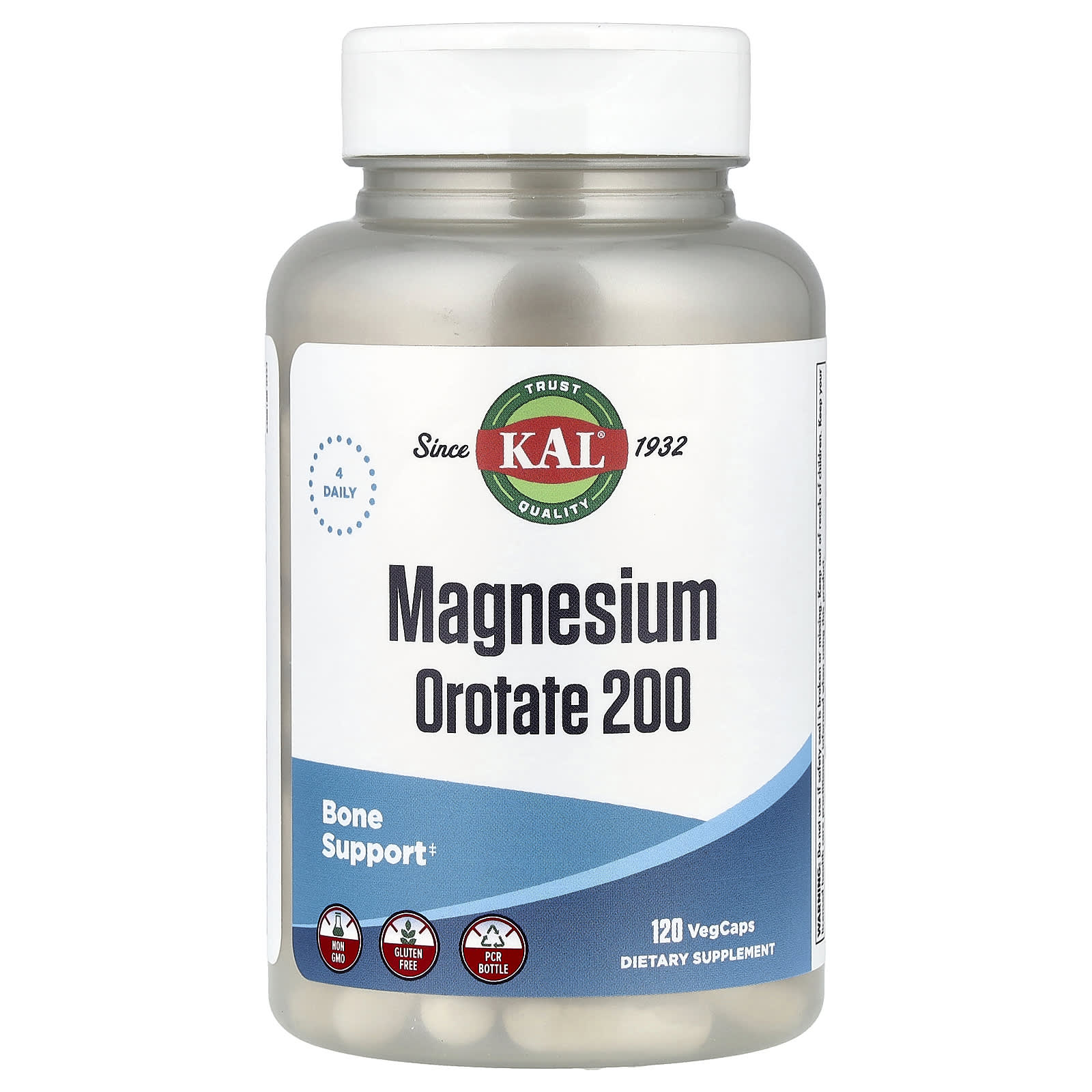 KAL Magnesium Orotate 200mg for Bone Health - 120 Vegcaps - Image 1