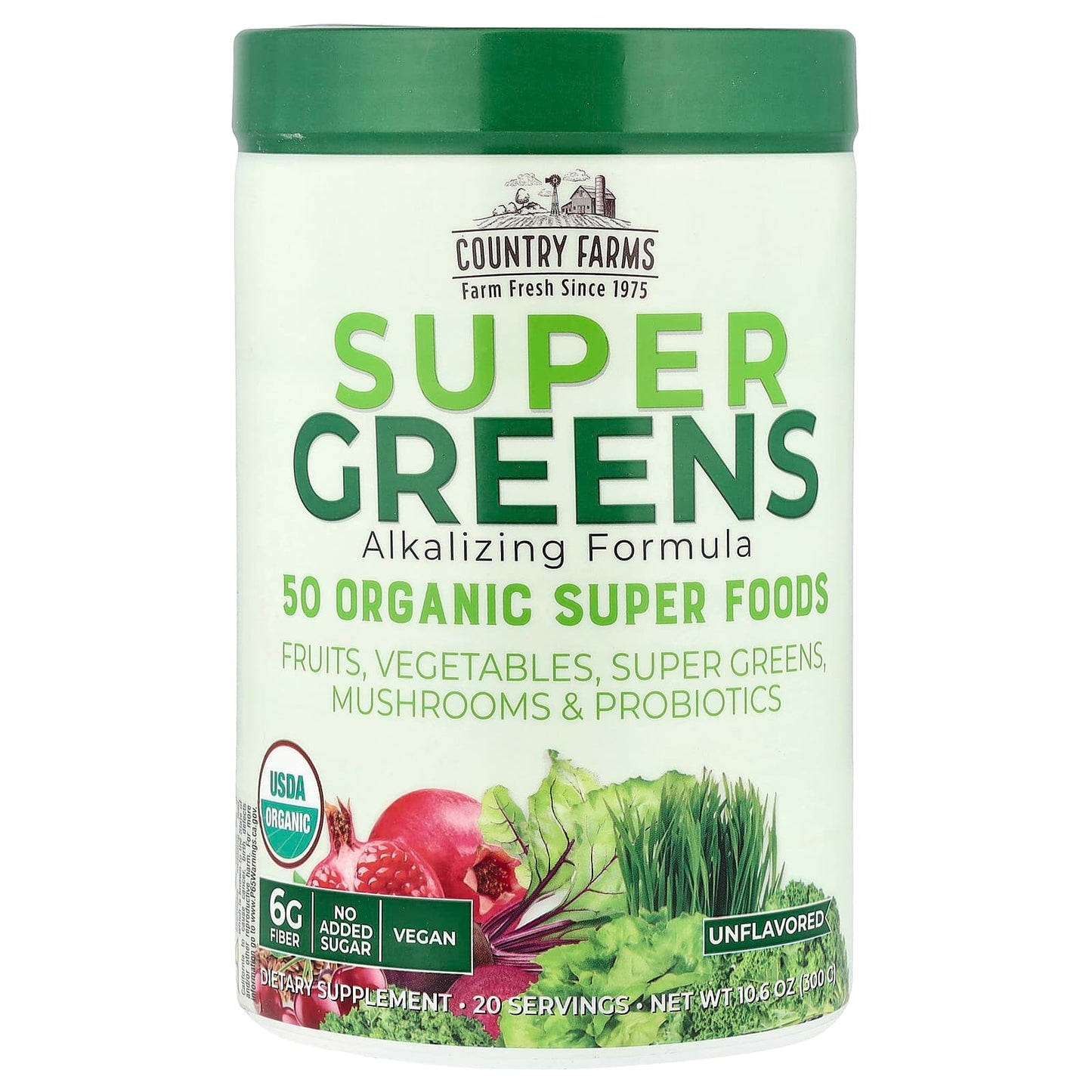 Country Farms Super Greens USDA Organic Powder Drink Mix - Image 1