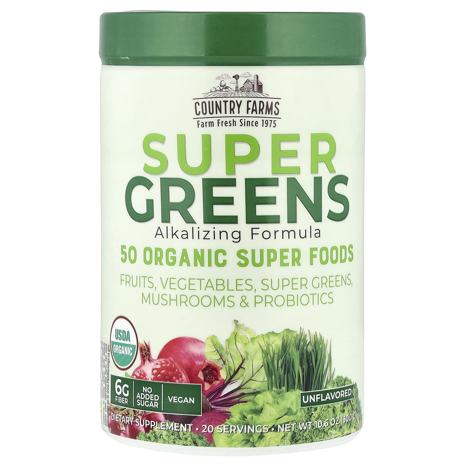 Country Farms Super Greens USDA Organic Powder Drink Mix - Image 1