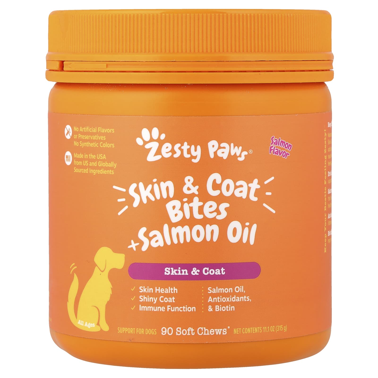Zesty Paws, Salmon Bites™, For Dogs,  All Ages, Salmon, 90 Soft Chews, 11.1 oz (315 g) - Image 1