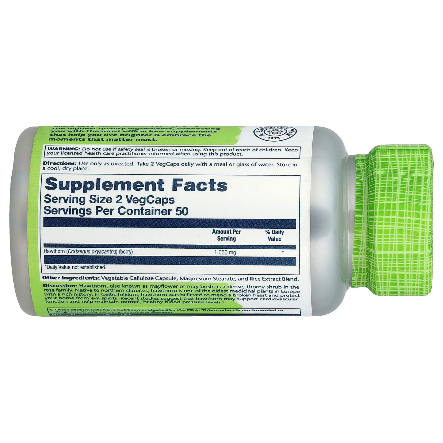 Solaray, True Herbs, Hawthorn, 100 VegCaps (525 mg per Capsule) - Image 2