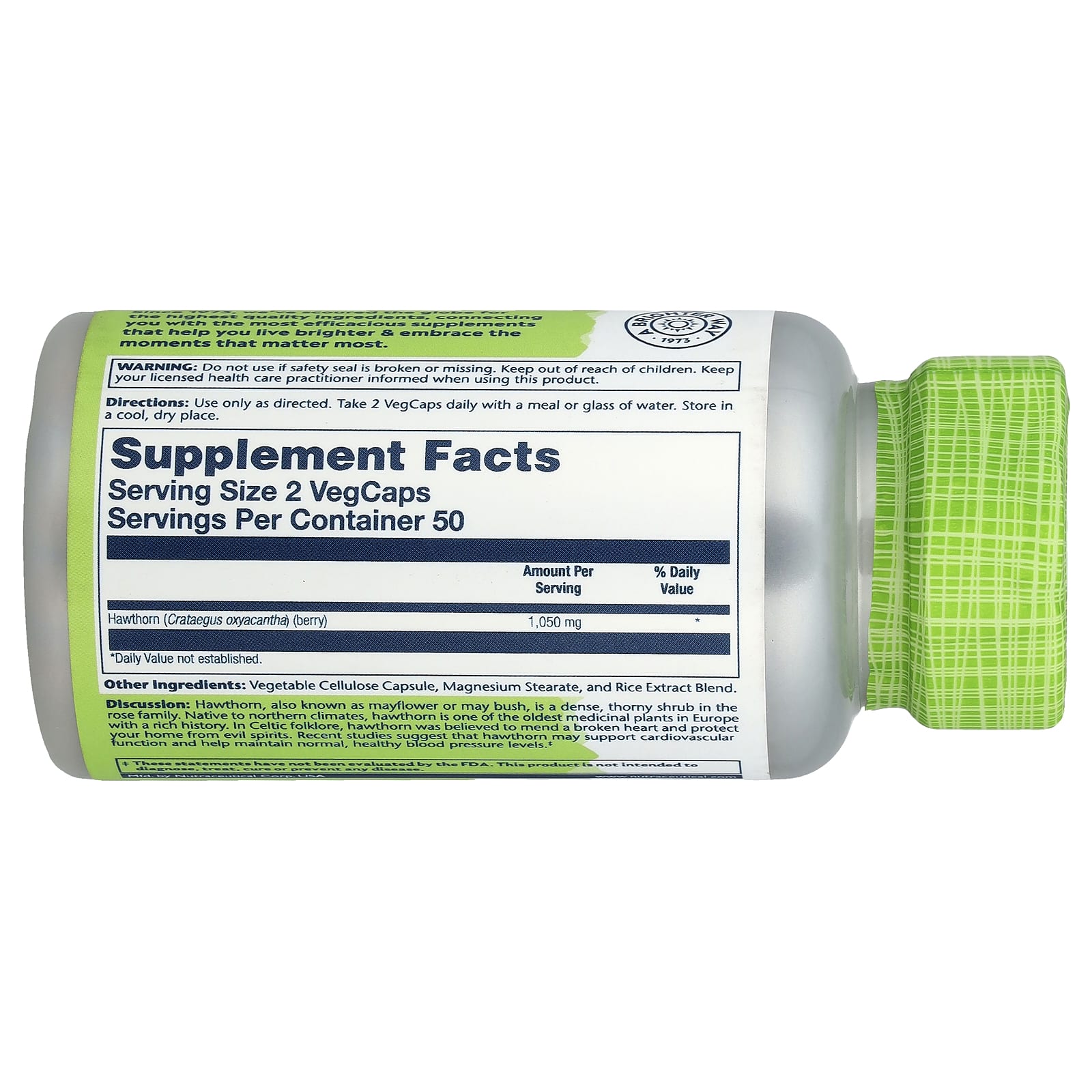 Solaray, True Herbs, Hawthorn, 100 VegCaps (525 mg per Capsule) - Image 2