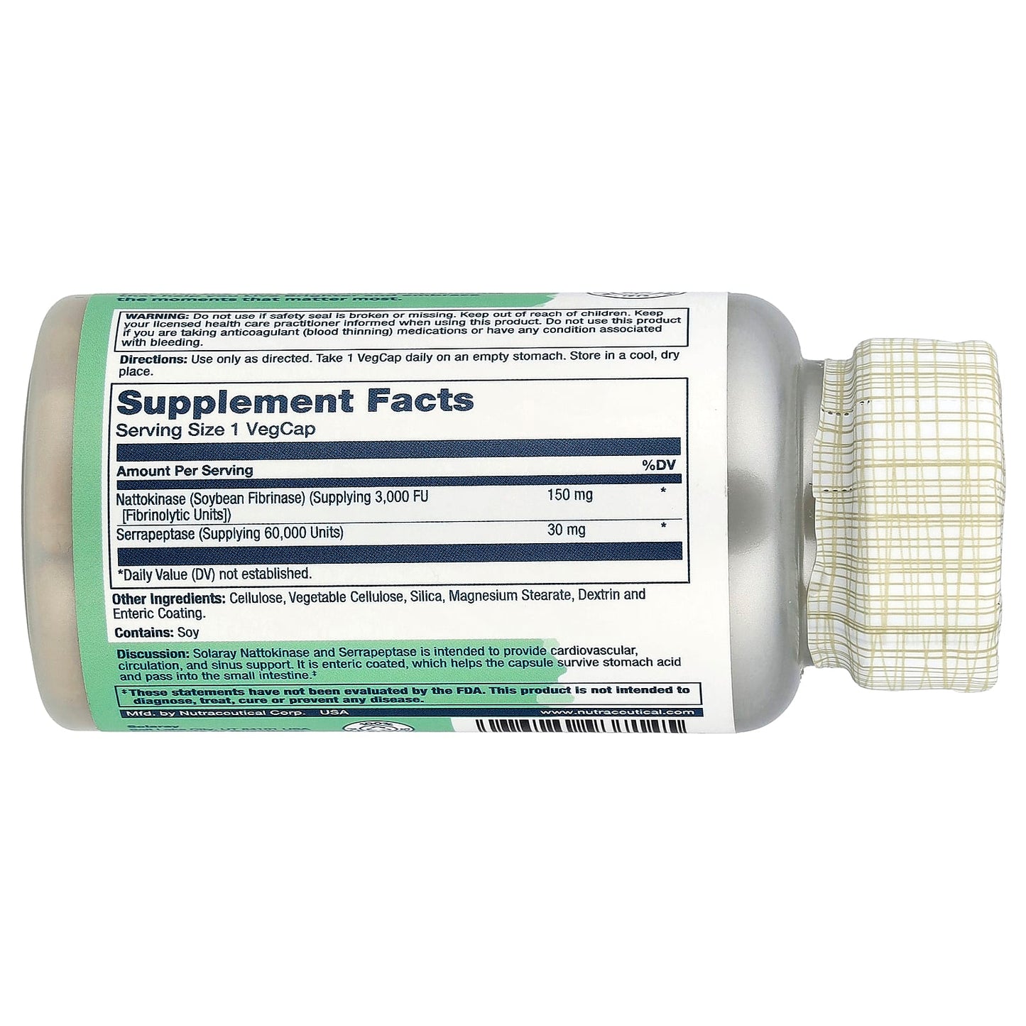 Solaray, Nattokinase Serrapeptase, Enteric Coated, 30 VegCaps - Image 2