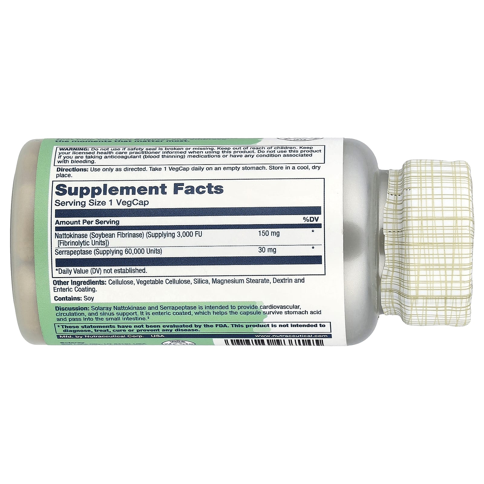 Solaray, Nattokinase Serrapeptase, Enteric Coated, 30 VegCaps - Image 2