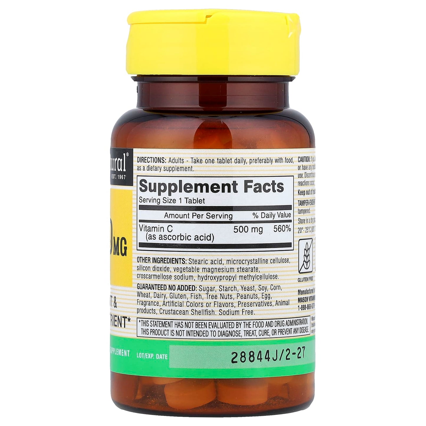 Mason Natural, Vitamin C, 500 mg, 100 Tablets - Image 2