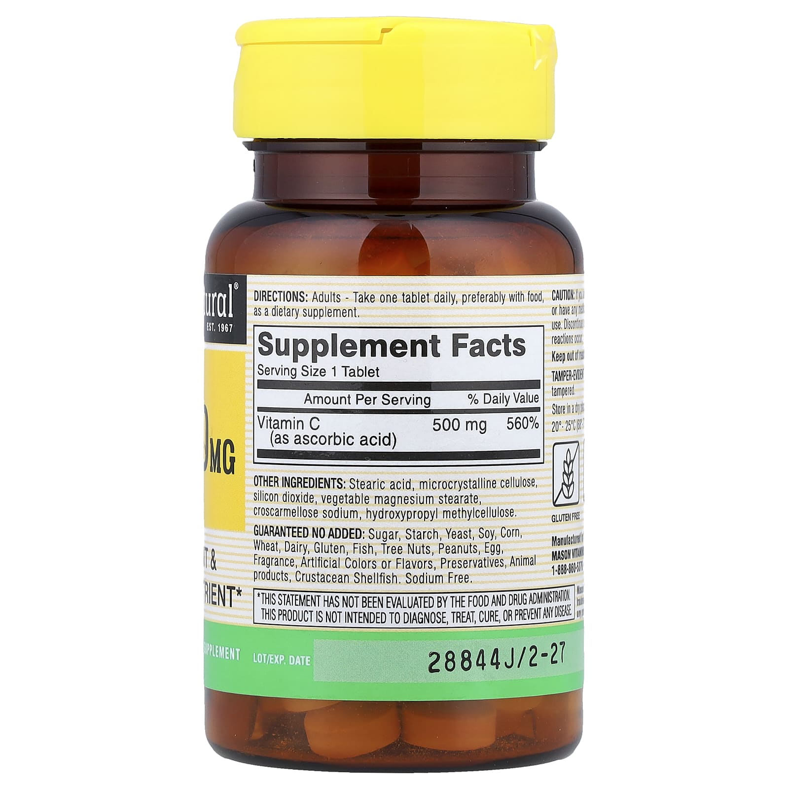 Mason Natural, Vitamin C, 500 mg, 100 Tablets - Image 2