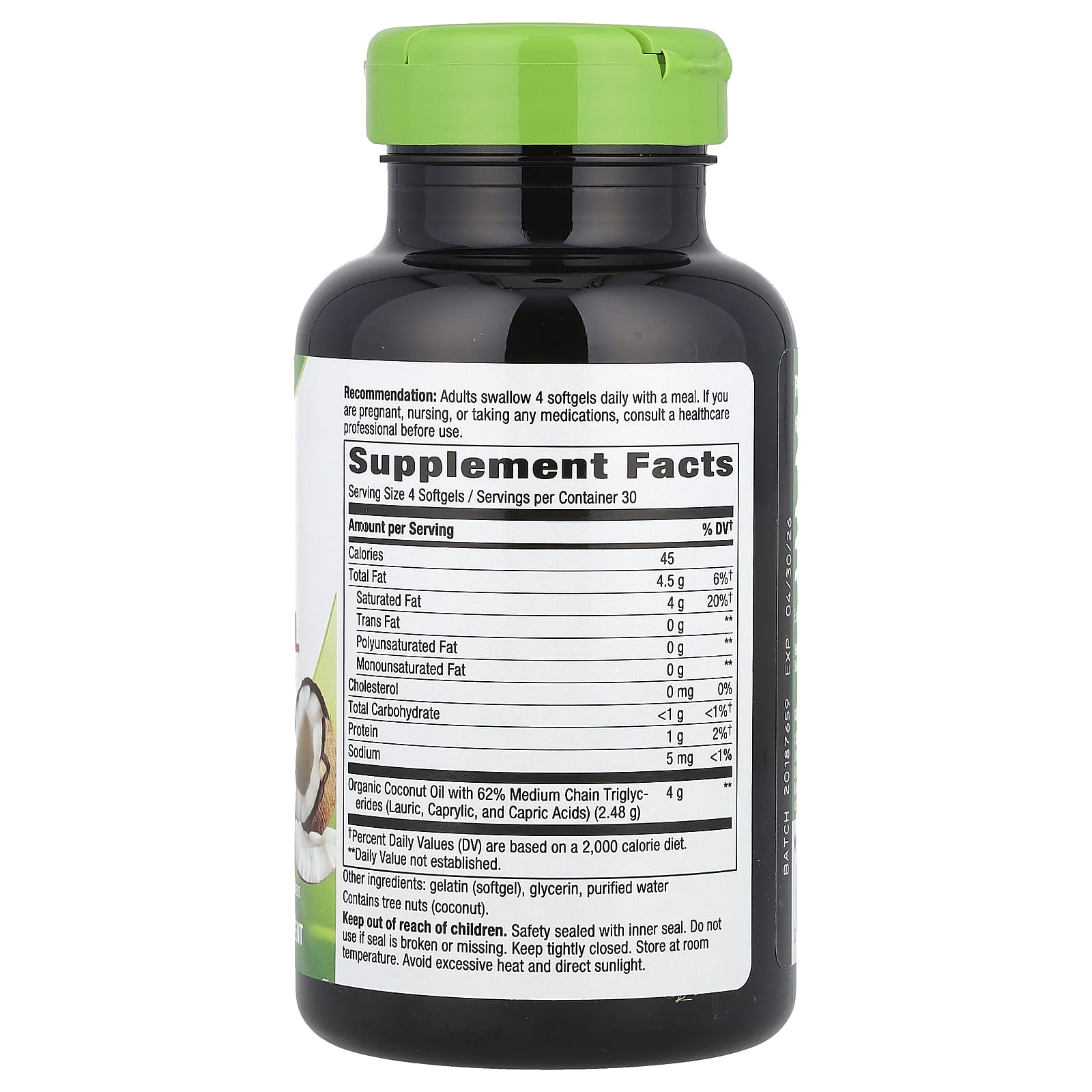 Nature's Way, Coconut Oil, 120 Softgels (1,000 mg per Softgel) - Image 2