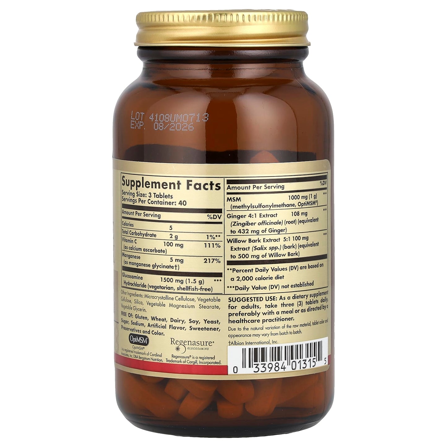 Solgar, Glucosamine MSM Complex, 120 Tablets - Image 2