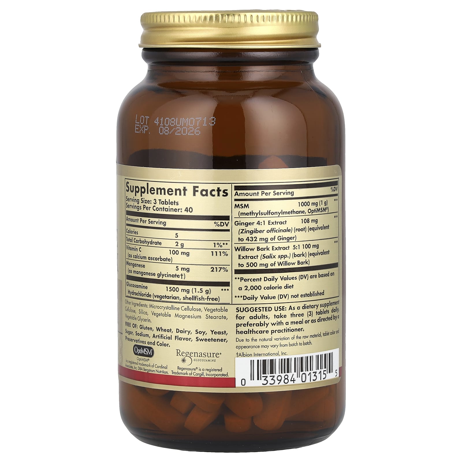 Solgar, Glucosamine MSM Complex, 120 Tablets - Image 2