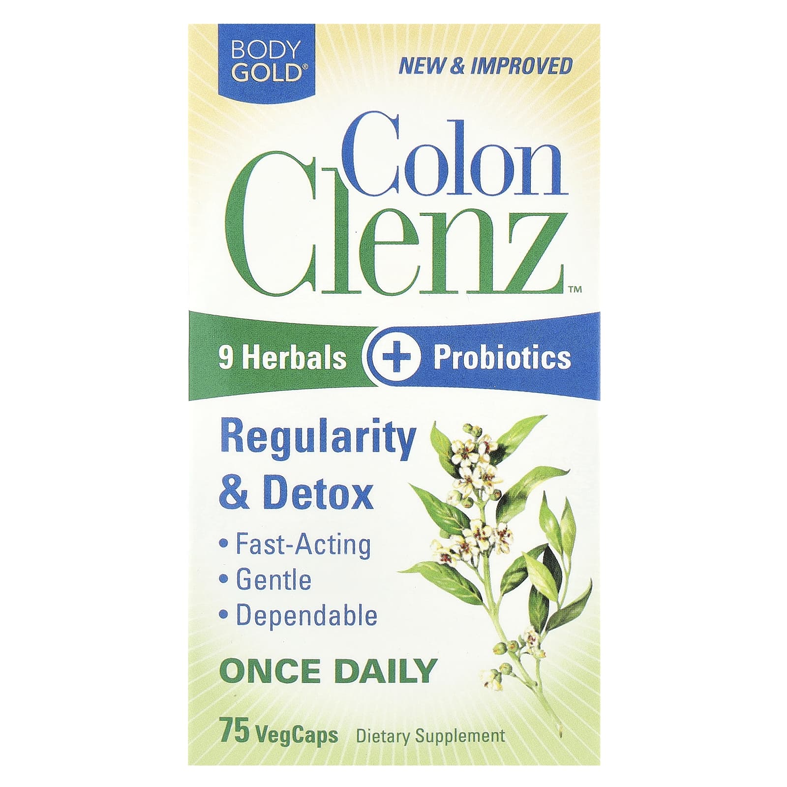 Colon Clenz by BodyGold - 9 Herbals + Probiotics Daily Supplement - Image 1