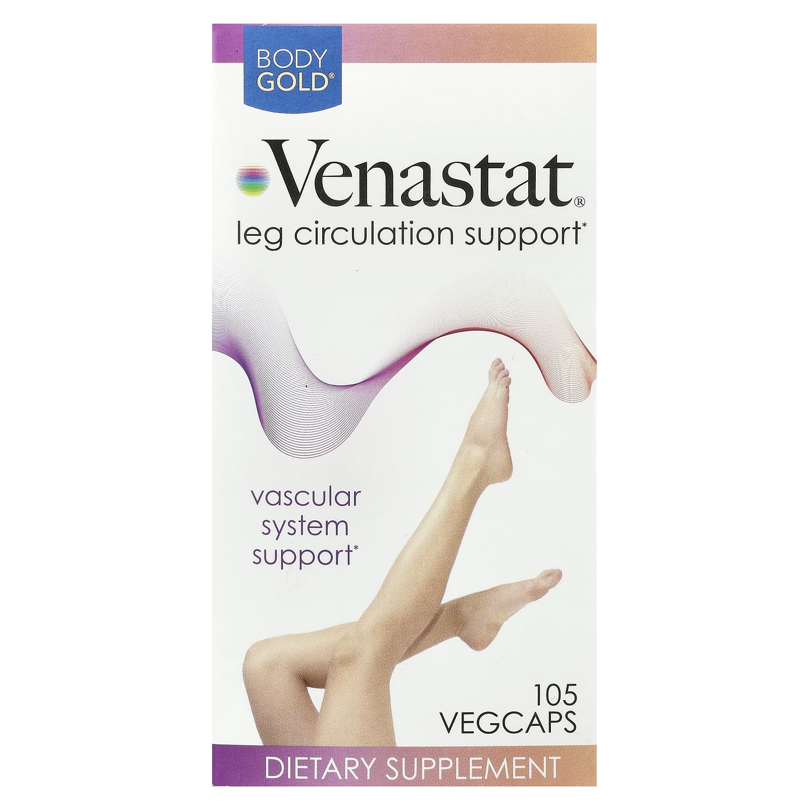 Venastat Leg Circulation Support - 105 VegCaps by BodyGold - Image 1