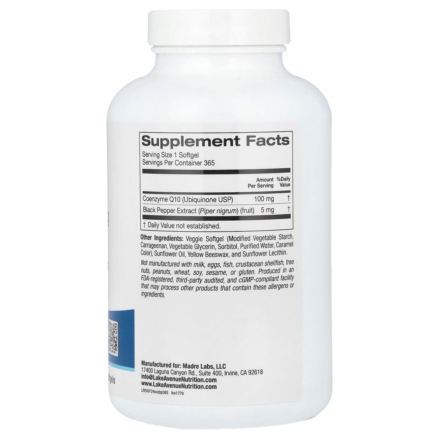 CoQ10 Plus BioPerine for Enhanced Cardiovascular Health - 365 Veggie Softgels - Image 2