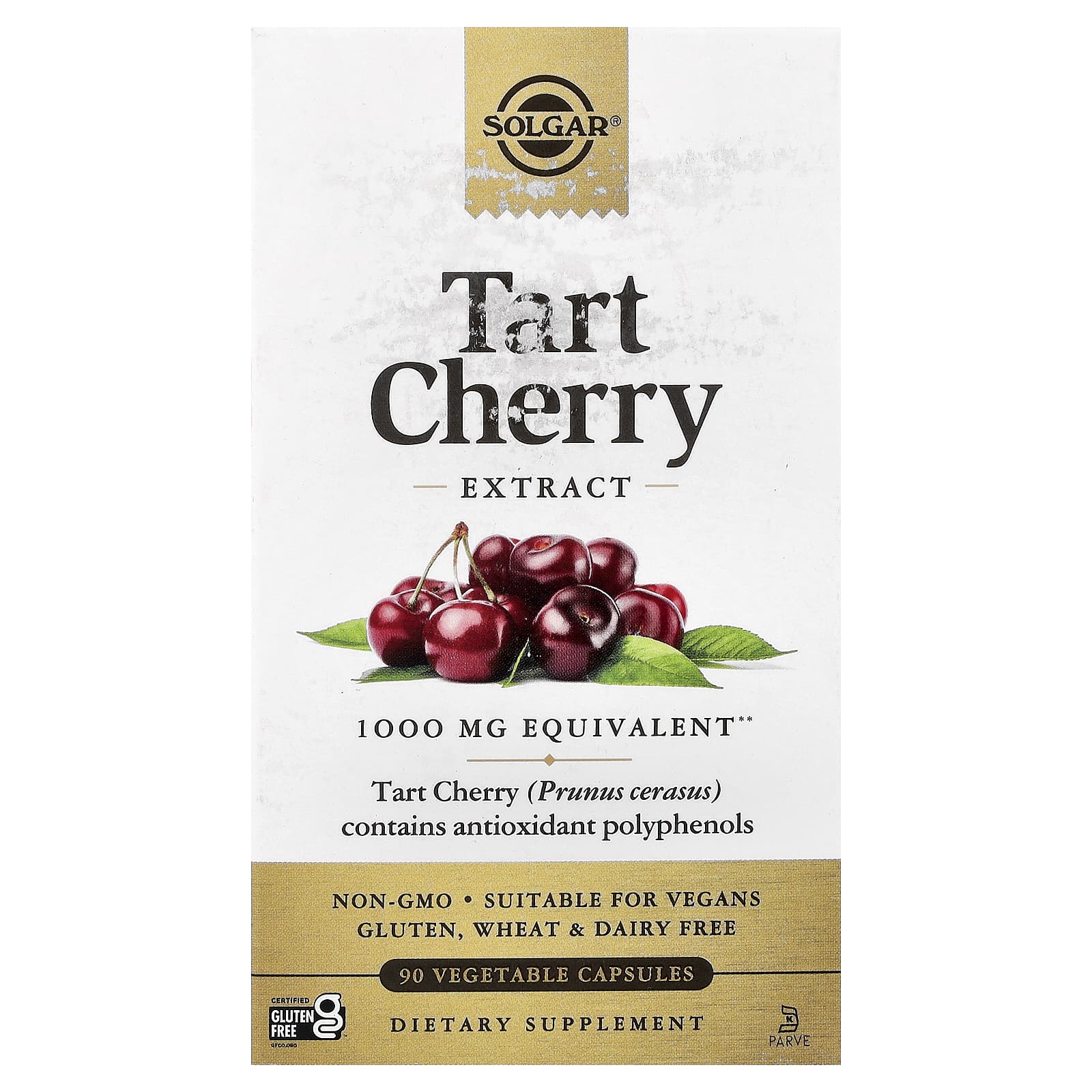 Solgar, Tart Cherry Extract, 1,000 mg, 90 Vegetable Capsules - Image 1