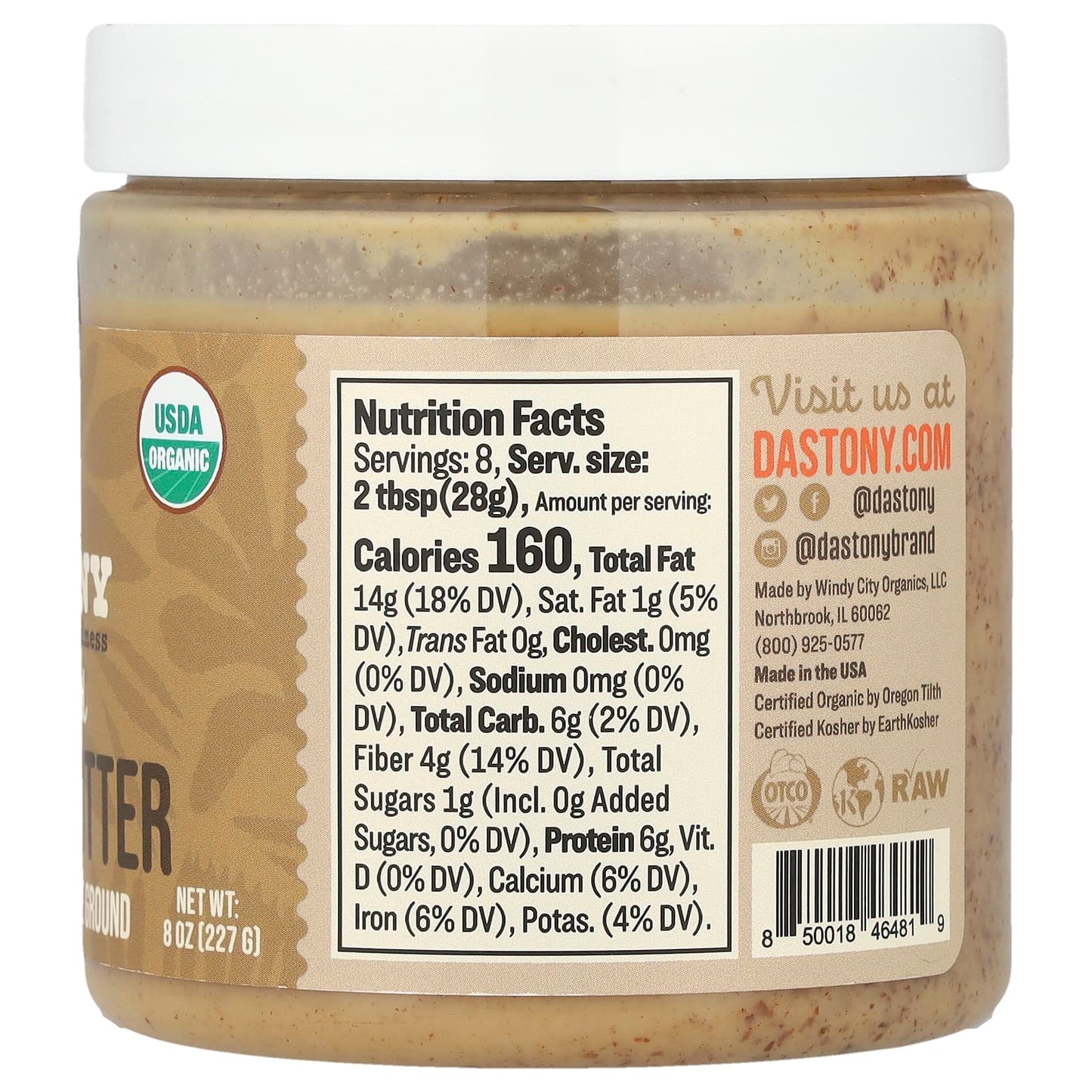 Organic Sprouted Almond Butter, Ultra Smooth, 8 oz - Dastony - Image 2