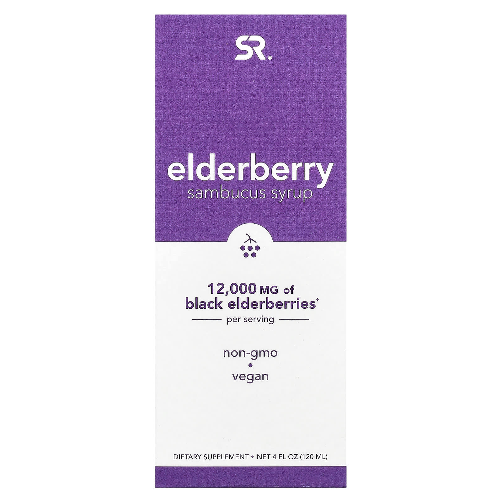 Sports Research, Elderberry Sambucus Syrup, 12,000 mg, 4 fl oz (120 ml) - Image 1