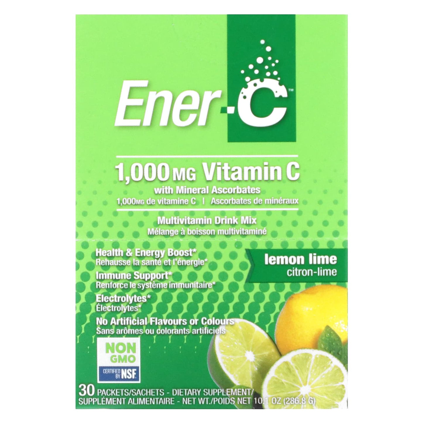 Ener-C Multivitamin Drink Mix, Lemon Lime, 1,000 mg, 30 Packets, Vegan & Gluten Free - Image 1