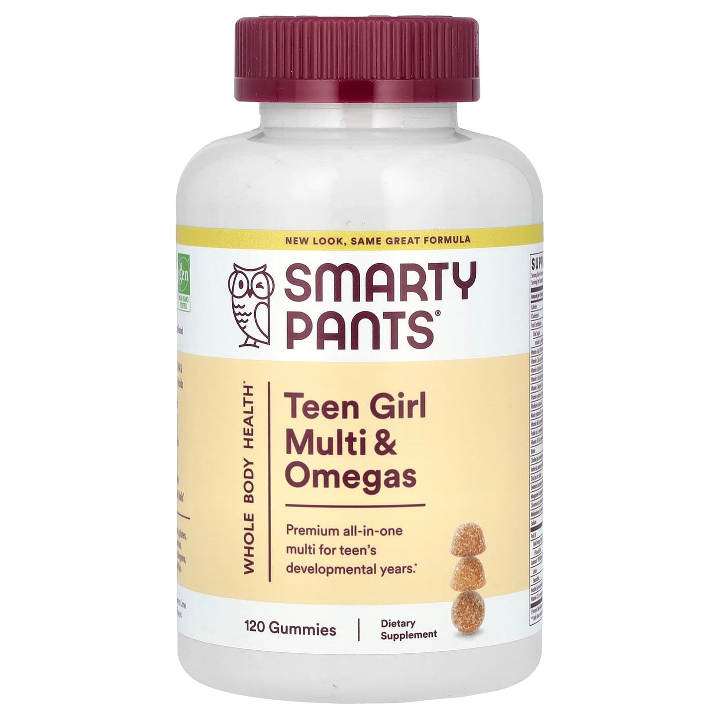 SmartyPants, Teen Girl Multi & Omegas, Orange, Mixed Berry, and Lemon Lime, 120 Gummies - Image 1