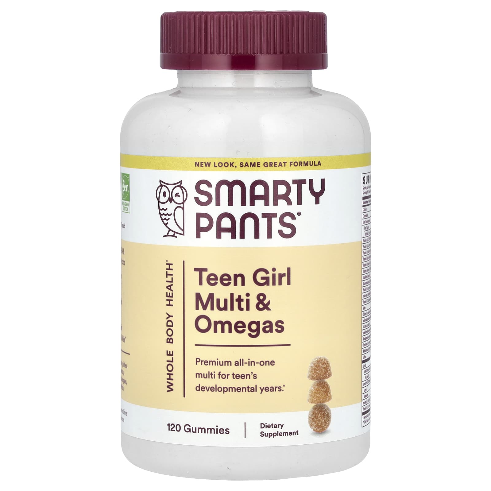 SmartyPants, Teen Girl Multi & Omegas, Orange, Mixed Berry, and Lemon Lime, 120 Gummies - Image 1