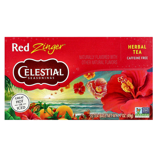 Celestial Seasonings Red Zinger Herbal Tea, Caffeine-Free, 20 Tea Bags - Image 1