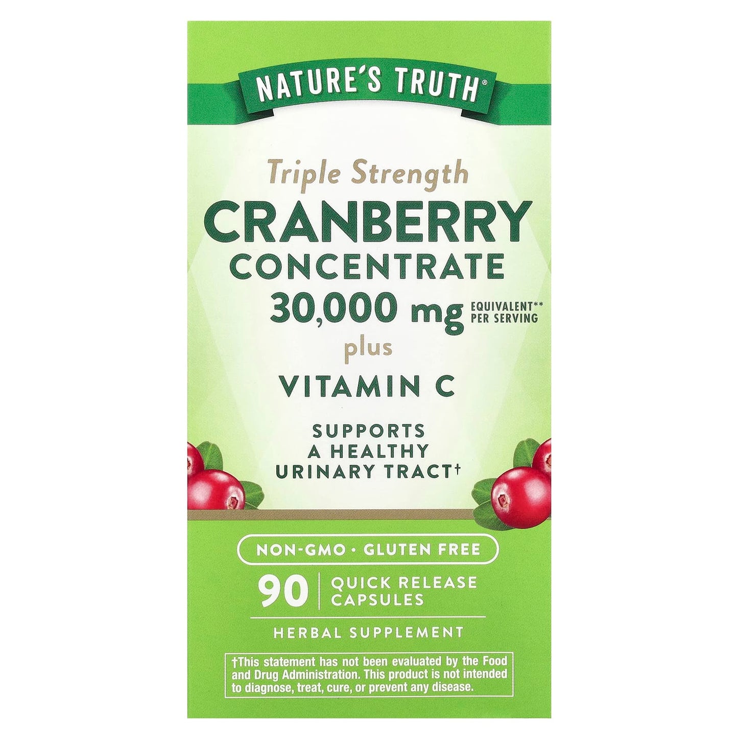 Nature's Truth, Cranberry Concentrate Plus Vitamin C, Triple Strength, 90 Quick Release Capsules - Image 1