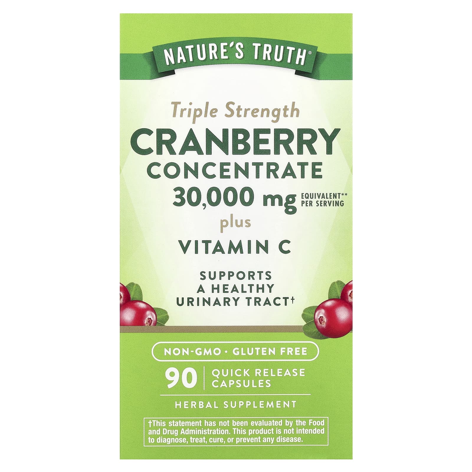 Nature's Truth, Cranberry Concentrate Plus Vitamin C, Triple Strength, 90 Quick Release Capsules - Image 1