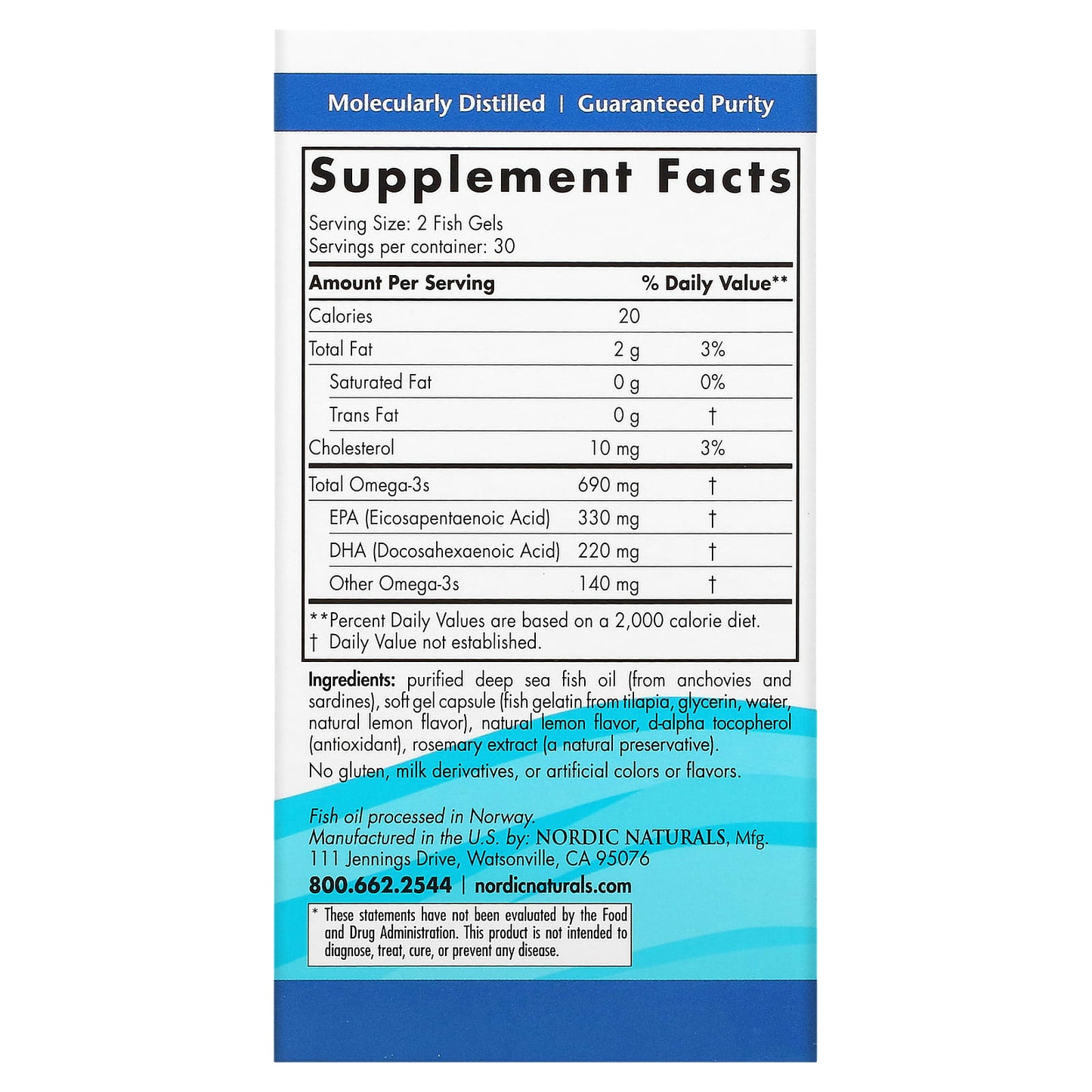 Nordic Naturals, Omega-3, Lemon, 60 Fish Gelatin Soft Gels (345 mg per Soft Gel) - Image 2