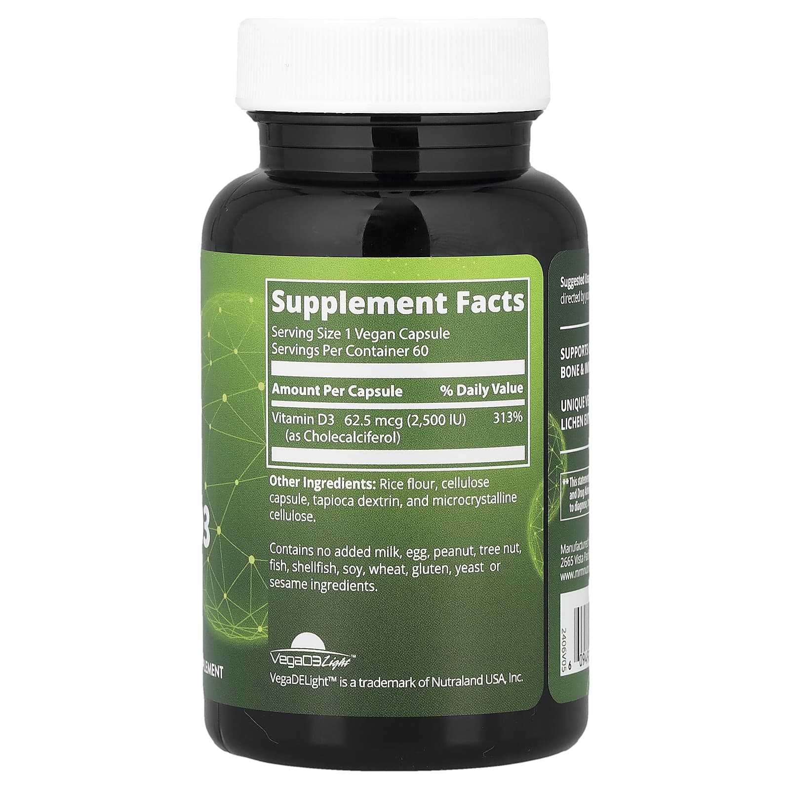 MRM Nutrition, Vegan Vitamin D3, 62.5 mcg (2,500 IU), 60 Vegan Capsules - Image 2