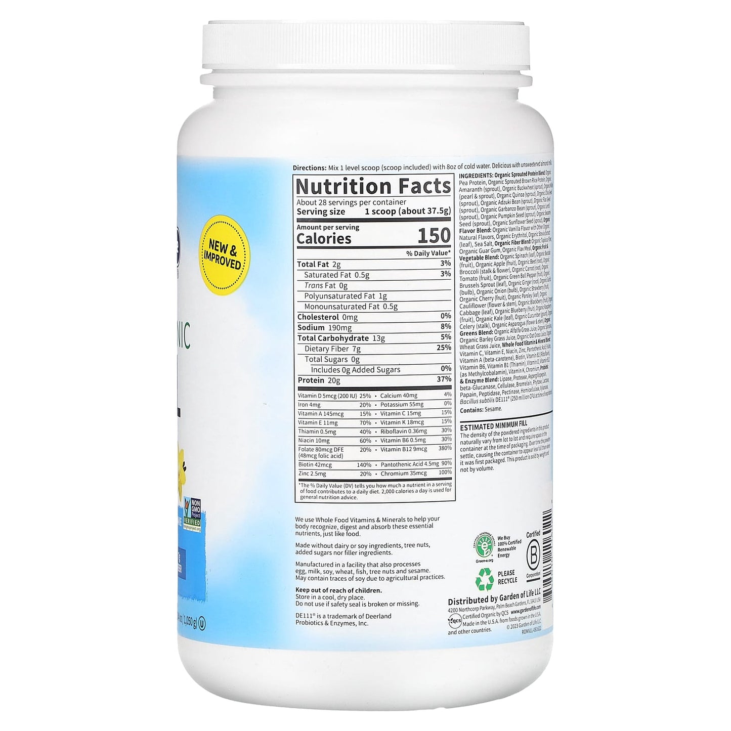 Garden of Life RAW Organic Meal Shake - Vanilla, Meal Replacement - Image 2