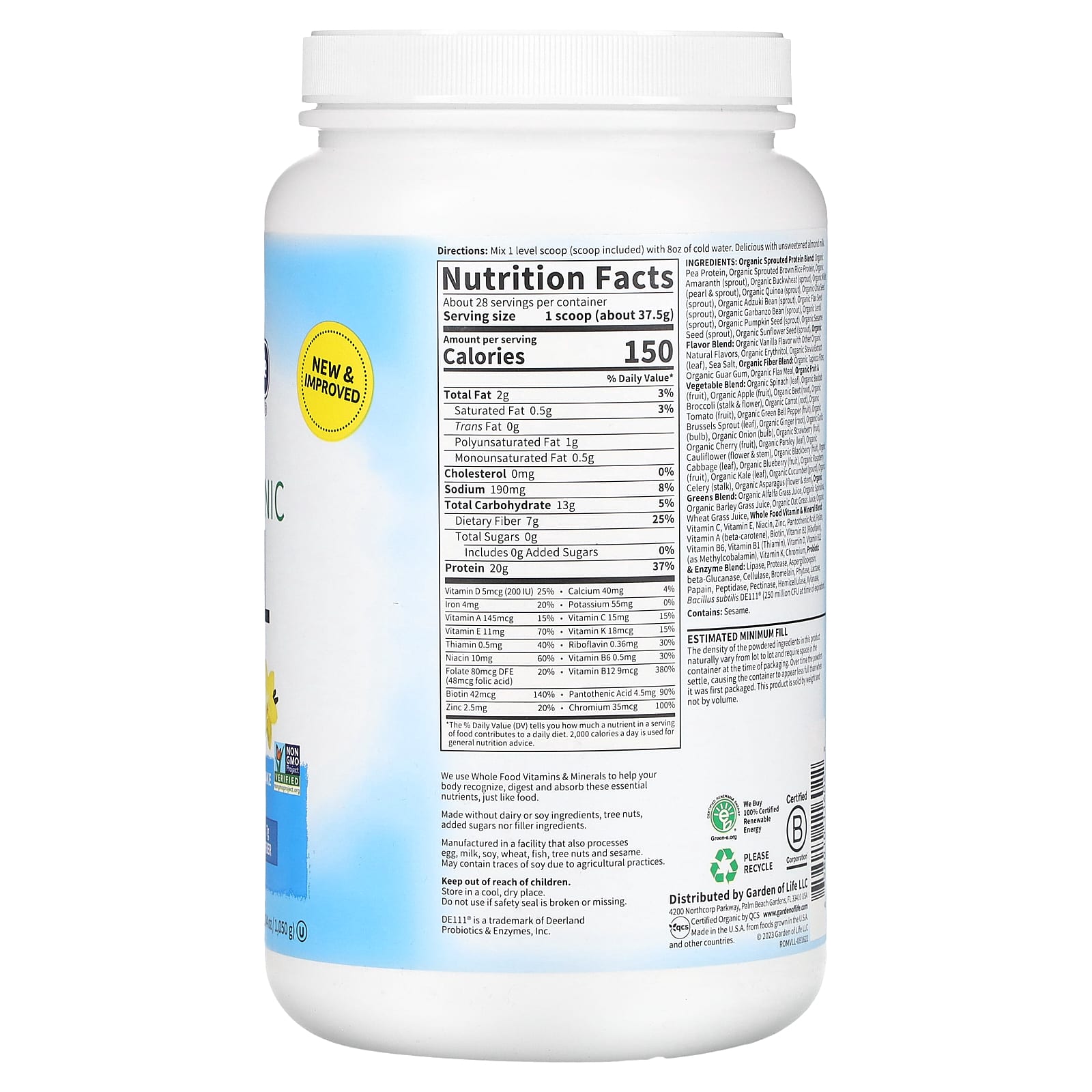 Garden of Life RAW Organic Meal Shake - Vanilla, Meal Replacement - Image 2