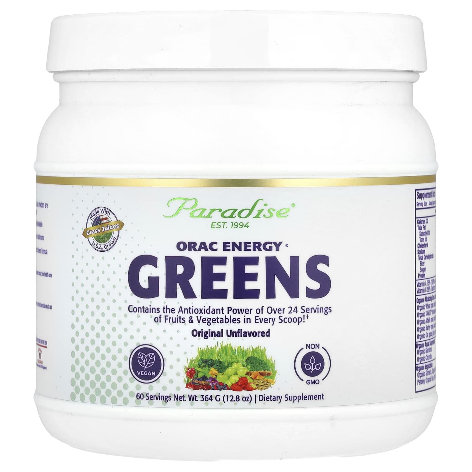 Paradise Herbs, ORAC Energy® Greens, Original Unflavored, 12.8 oz (364 g) - Image 1