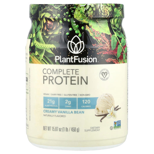 PlantFusion, Complete Protein, Creamy Vanilla Bean, 1 lb (450 g) - Image 1
