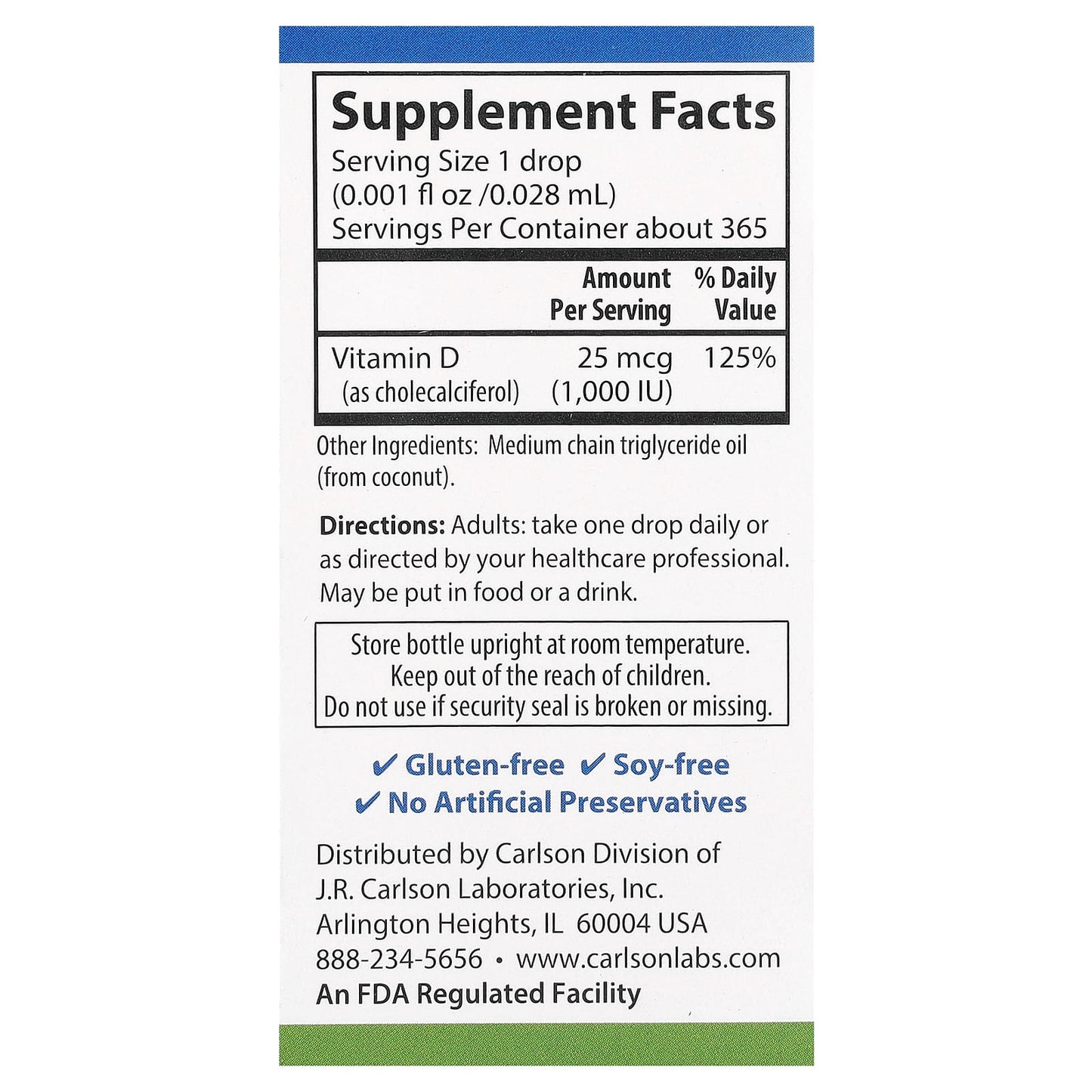 Carlson Super Daily Vitamin D3 25mcg (1000 IU) Liquid Supplement - Image 2