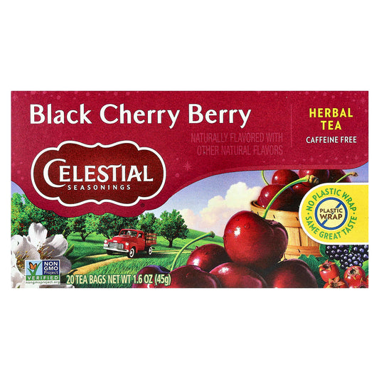 Celestial Seasonings Black Cherry Berry Herbal Tea, Caffeine Free, 20 Tea Bags - Image 1
