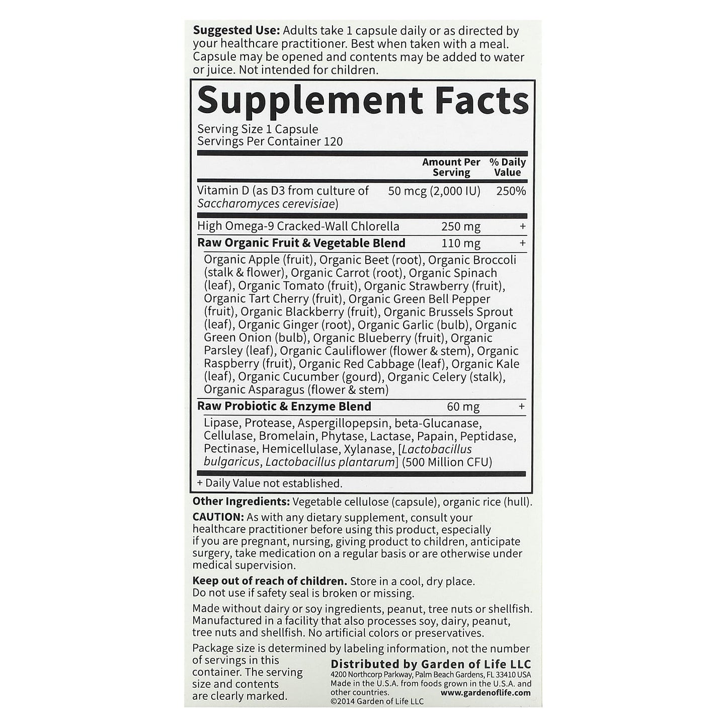 Garden of Life, Vitamin Code®, RAW D3™, 120 Vegetarian Capsules