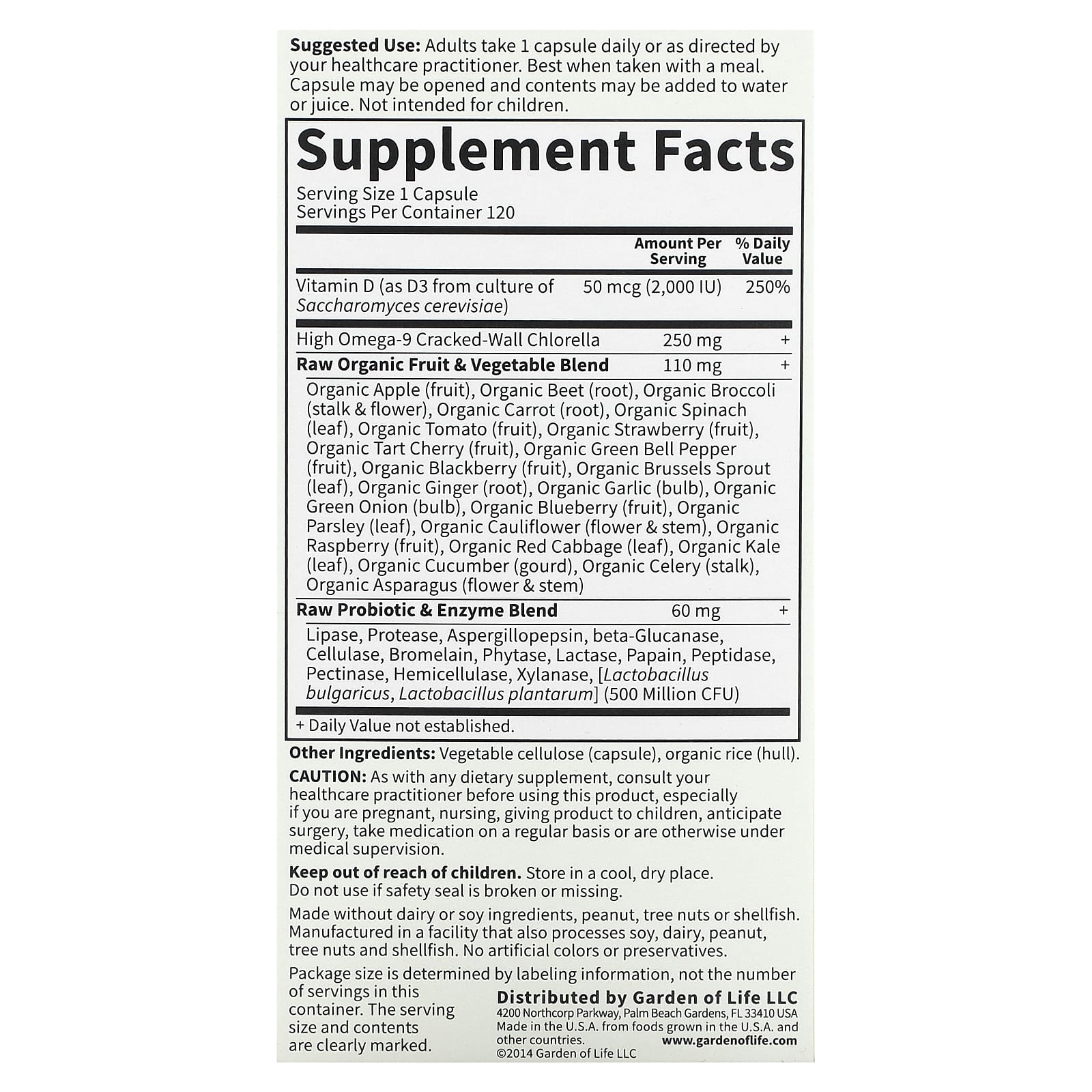 Garden of Life, Vitamin Code®, RAW D3™, 120 Vegetarian Capsules