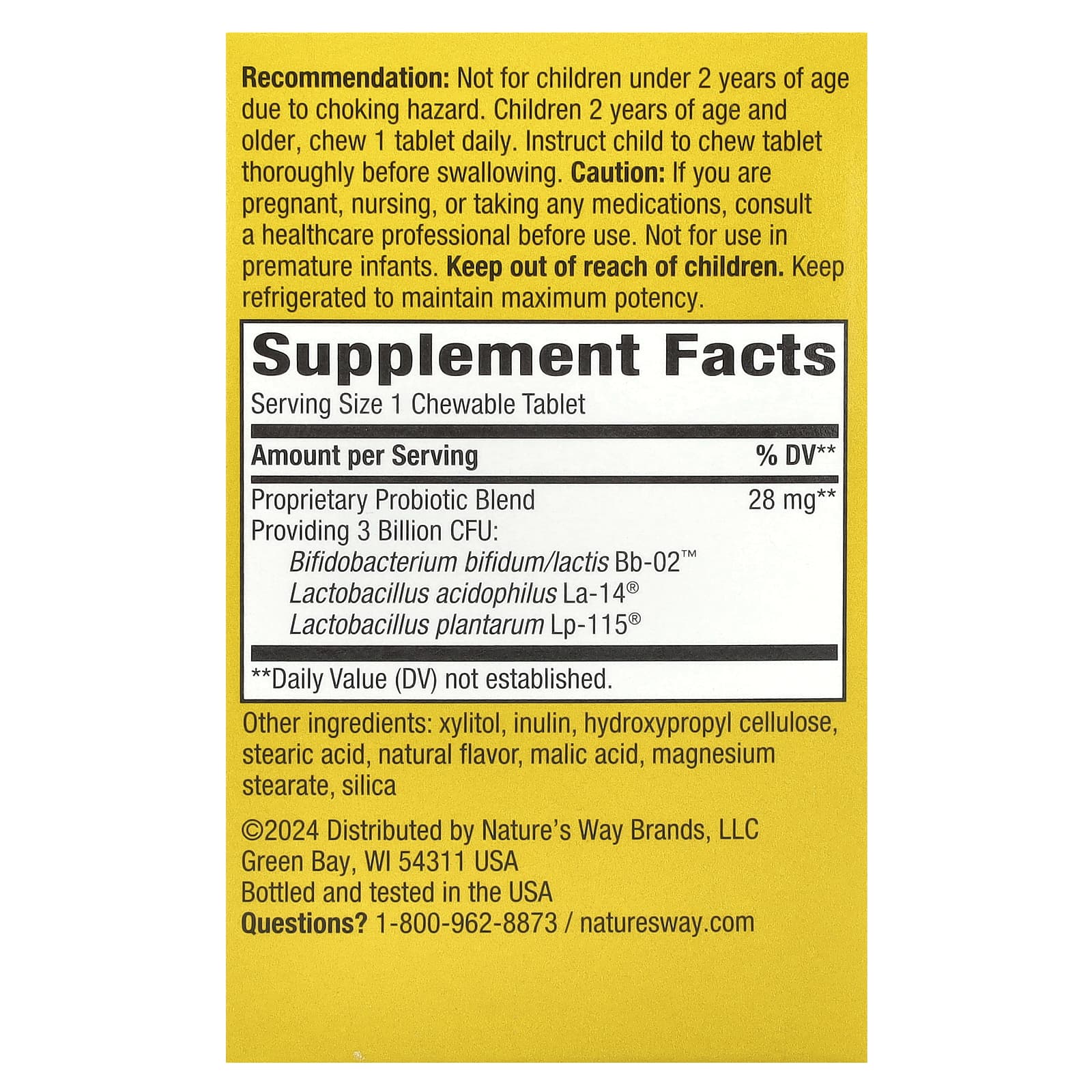 Nature's Way, Primadophilus®, Kids Probiotic Chewables, Ages 2+, Cherry , 3 Billion CFU, 60 Chewable Tablets