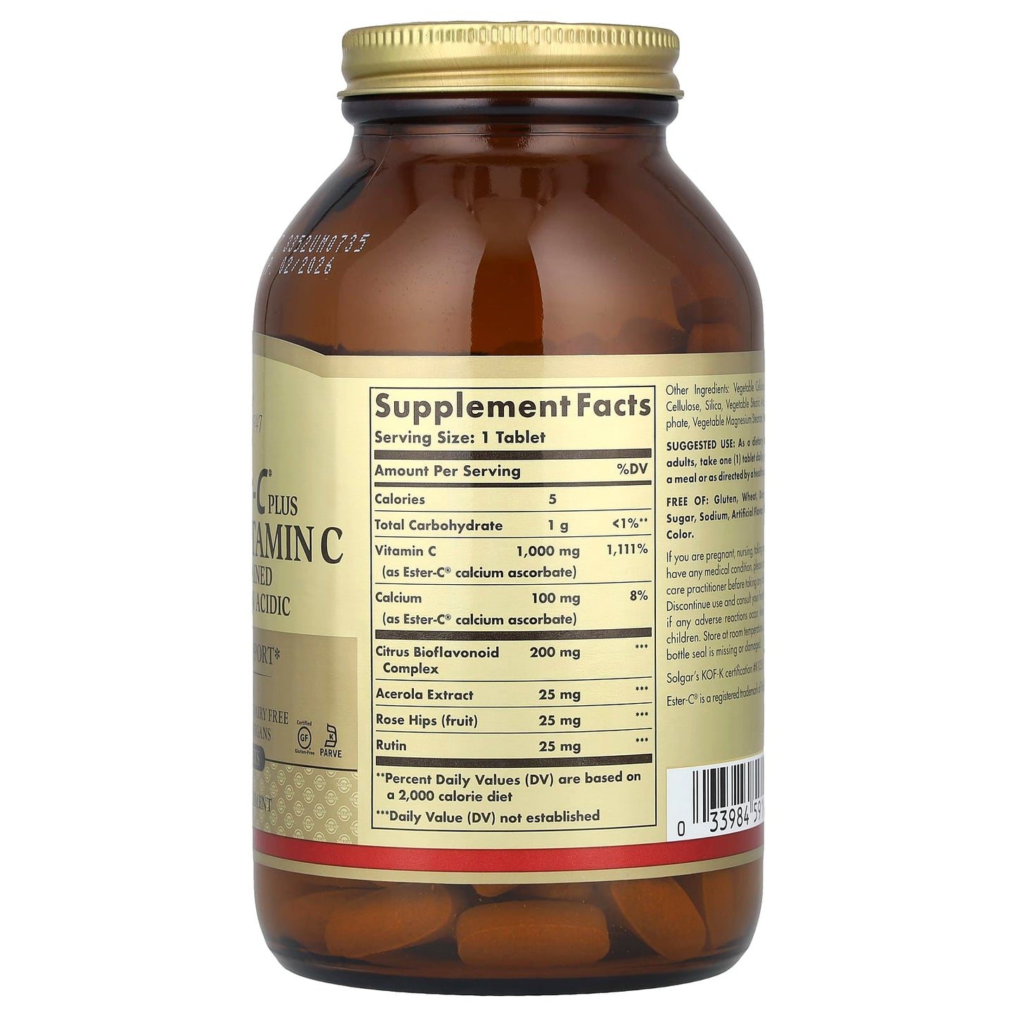 Solgar, Ester-C® Plus, Vitamin C, 1,000 mg, 180 Tablets - Image 2