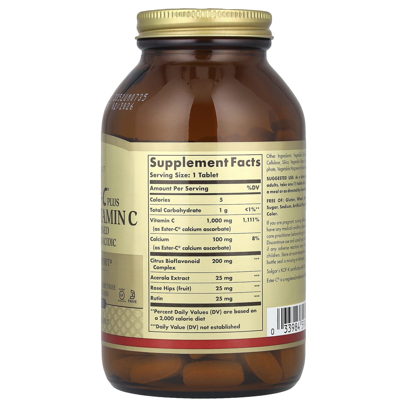 Solgar, Ester-C® Plus, Vitamin C, 1,000 mg, 180 Tablets - Image 2